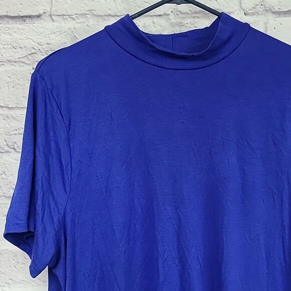 Lane Bryant Royal Blue Mock Neck Short Sleeve Tee Size 18/20 Women's Plus Top - Picture 3 of 7